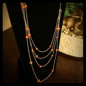 NWOT Silver w/orange jewels